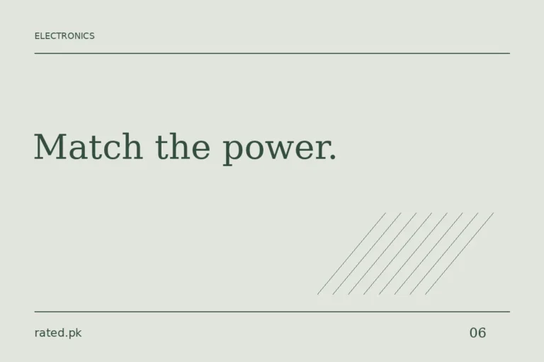 Rated.pk editorial graphic reading Match the power, for a USB-C charger guide.