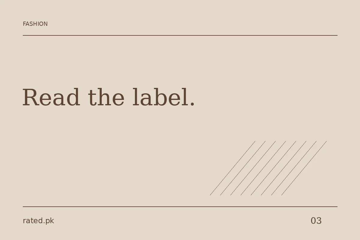 Rated.pk editorial graphic reading Read the label, for the winter shawl buying guide.